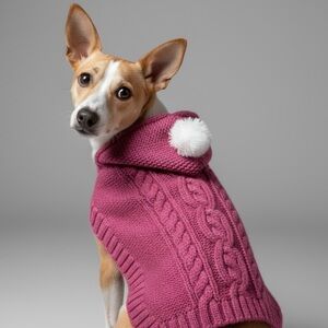 Cozy Cable Knit Dog Sweater in Plum